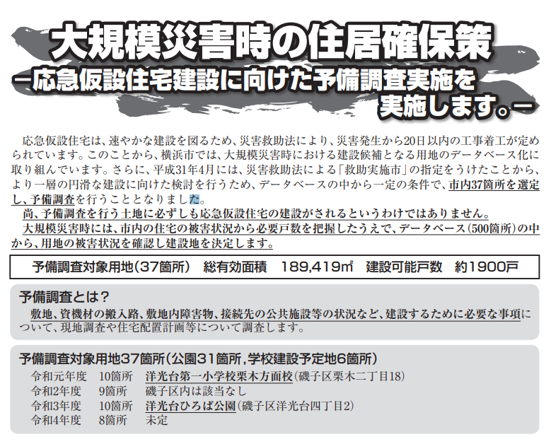 大規模災害時の住居確保策